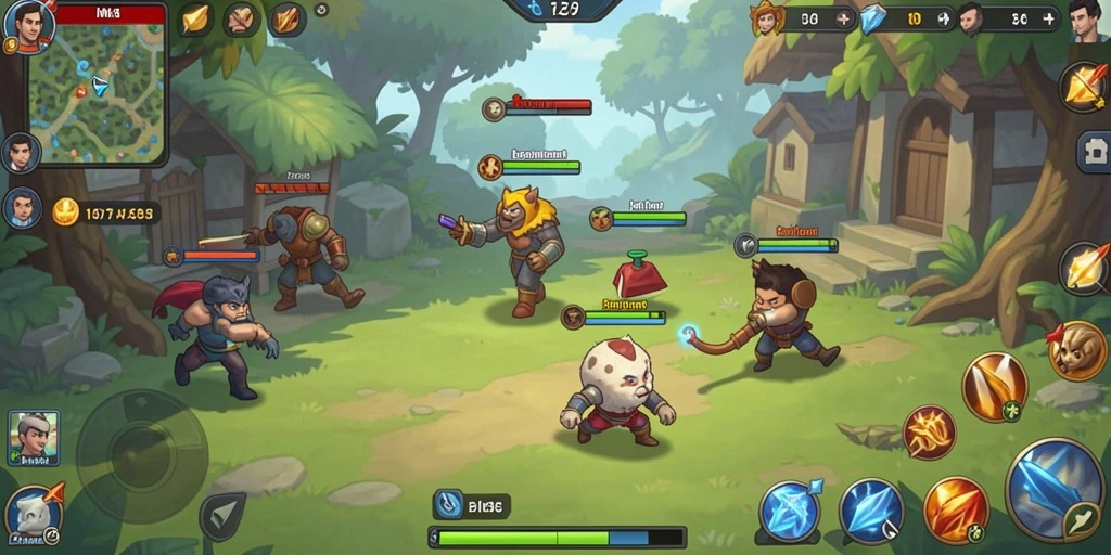 Pengguna sedang bersembunyi dari musuh dalam gameplay.